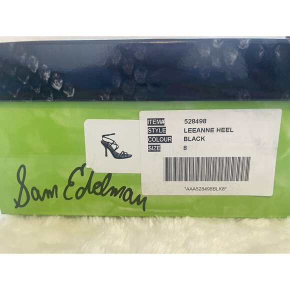 NIB SAM EDELMAN LEEANNE Genuine Leather Black Strappy Stiletto Sandal Heel Sz 8 - Picture 12 of 12